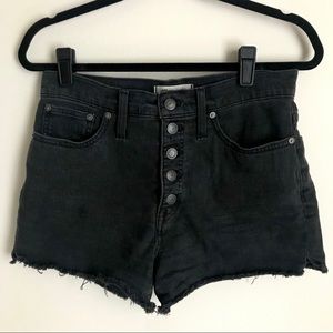 Madewell button fly raw hem denim shorts